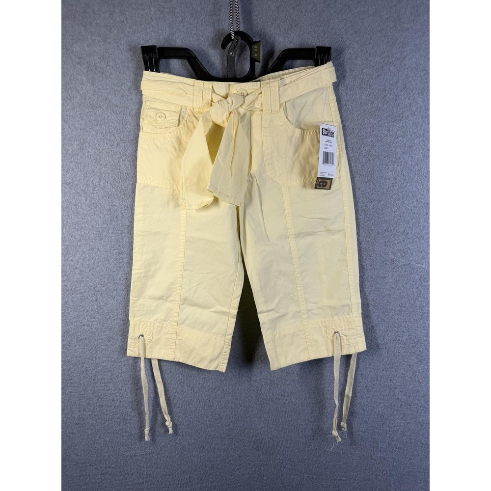 Star Ride Capri Pants Girls 6 Yellow Belted Drawstring Pockets Summer Casual